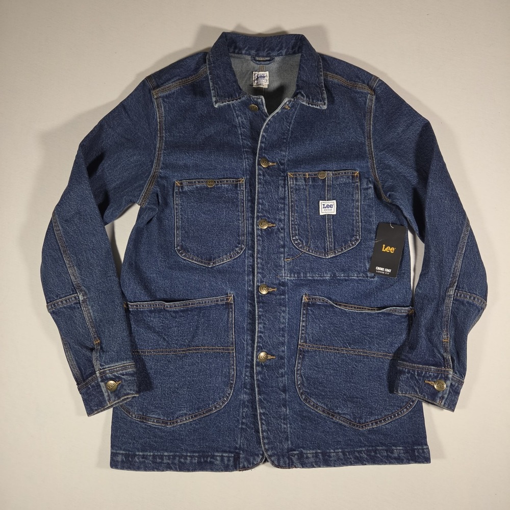 Lee Denim Chore Coat Mens Medium Colton Blue Work Jacket NWT Irregular